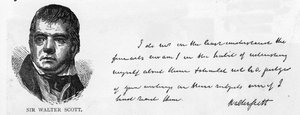 Handwriting and signature of Sir Walter Scott by Unbekannt