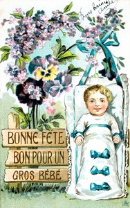 Happy Birthday, Large Baby, French Postcard, c. 1900 by Unbekannt