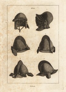 Helmet with Down-opening Bever in the Tower of London, Double-barred Helmet, and Salet with Oreillets or Earpieces by Unbekannt