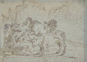 Horse, Bull, Lion, and Boar