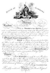 House of Commons resolution conveying thanks to the Volunteer Yeomanry Corps