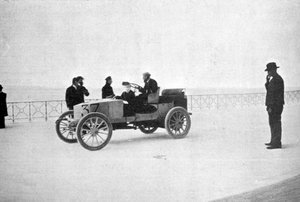 Hubert le Blon, in his Gardner-Serpollet steam car, Nice