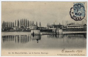 Ile de France, Val de Marne, Creteil: view of the old dam on the Marne - Postcard dated 1904 by Unbekannt
