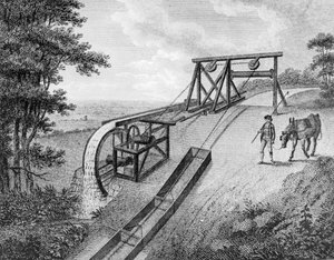 Inclined Plane Powered by Water Wheel Used on a Canal, 1796
