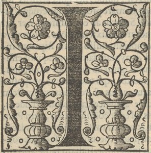 Initial letter I with garlands, mid-16th century