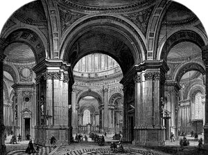 Interior of St Pauls Cathedral, London, second design, 17th century