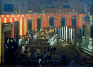 Interior of a Synagogue during Prayer
