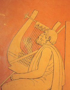 Interior view of decorative figurative drawings of male symbolic depiction of ancient Greece in dining room at Holmwood, Glasgow (photo) by Unbekannt