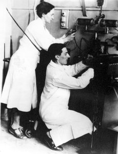 Irene Joliot-Curie and Frederic Joliot, French physicists, c. 1935 by Unbekannt