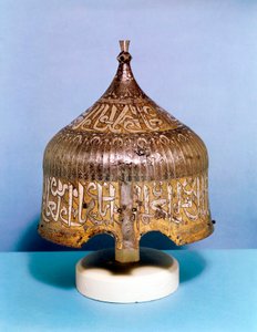 Iron helmet with calligraphic silver damascening decoration, Turkish Mamluk, 15th century