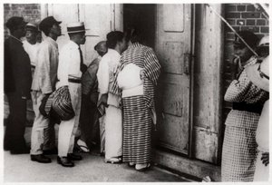 Japanese Crowd Looking into the Zeppelin Hangar, Kasumigaura, Japan, 1929-1933