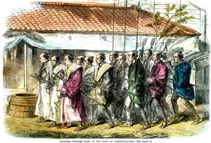 Japanese Officers Going to Pay Visits of Congratulation, Japan