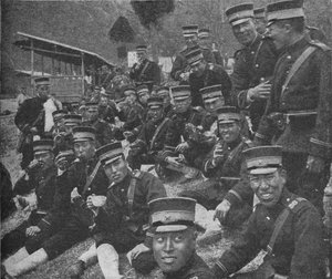 Japanese Soldiers on the Way to the Front: The Noonday Meal of Tea and Rice
