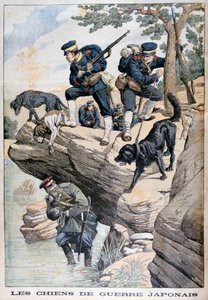 Japanese Soldiers with Dogs Locate a Russian in Hiding, Russo-Japanese War by Unbekannt
