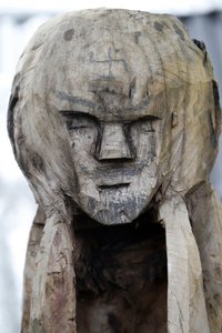 Jarai Ethnic Group. Guardian Spirit of a Jarai Tomb. Wooden Statue. Kon Tum, Vietnam