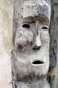 Jarai Ethnic Group. Guardian Spirit of a Jarai Tomb. Wooden Statue. Kon Tum, Vietnam