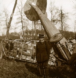 Jean Chaput in front of his 11th victory, c1914-c1918 by Unbekannt