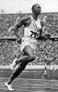Jesse Owens at the End of the 100m at the Berlin Olympic Games, 1936 by Unbekannt
