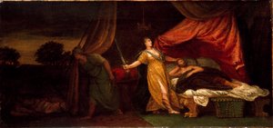 Judith about to kill Holofernes