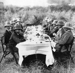 King George V having lunch after tiger hunting in Nepal by Unbekannt