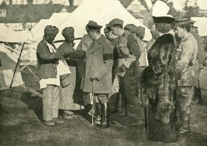 King George and Queen Mary visit wounded soldiers, First World War, 1915, c1920