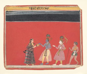 Krishna Accepts an Offering from the Hunchbacked Woman Trivakra by Unbekannt