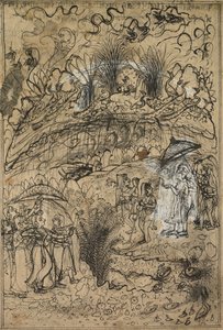 Krishna and Radha Under Mt. Govardhan by Unbekannt
