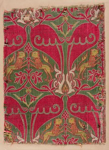 Lampas with Rampant Lions, Palmettes, and Escutcheons by Unbekannt