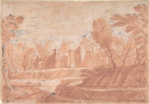 Landscape with Architectural Structure, 17th Century by Unbekannt