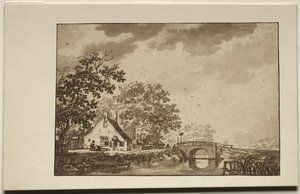 Landscape with Cottage and Bridge by Unbekannt