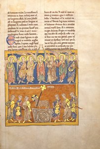 Leaf from a Beatus Manuscript: Seven Angels Hold the Cups of the Seven Last Plagues