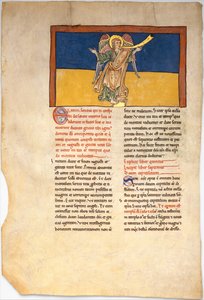 Leaf from a Beatus Manuscript: the Seventh Angel Proclaims the Reign of the Lord, ca. 1180 by Unbekannt