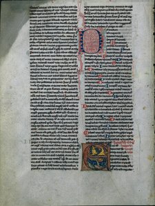 Leaf from a Bible: Initial E: Entwined Lions and Serpents by Unbekannt