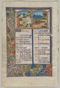 Leaf from a Book of Hours: Calendar Page for June (verso) by Unbekannt