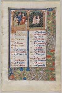 Leaf from a Book of Hours: Calendar Page for May Recto and Calendar Page for June by Unbekannt