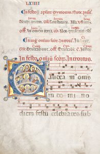 Leaf from a Gradual: Initial G with Christ, the Virgin, and Apostles, c. 1300 by Unbekannt