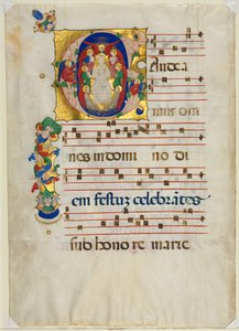 Leaf from a Gradual with Historiated Initial G: Mary as Queen of Heaven by Unbekannt