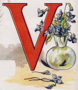 Letter V: Vase with Violets by Unbekannt