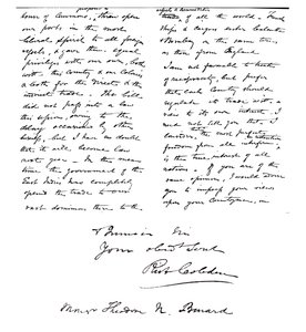 Letter from Richard Cobden to Theodore Benard on the subject of the importance of free trade between all nations by Unbekannt