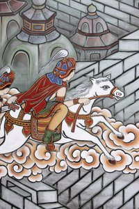 Life of Buddha: Siddhartha Escaped His Palace, Accompanied by Channa Aboard His Horse Kanthaka, Seoul, South Korea by Unbekannt