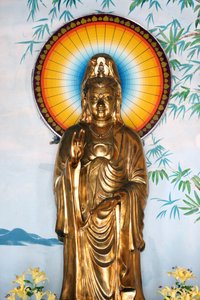 Linh Ung Buddhist Pagoda. Quan Am Bodhisattva of Compassion or Goddess of Mercy. Gesture of Protection (Abhay). Danang, Vietnam