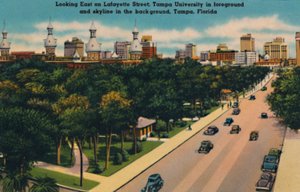 Looking East on Lafayette Street, Tampa University and Skyline, Tampa, Florida