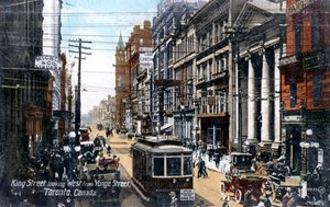 Looking West along King Street, Toronto, Canada, c1900s