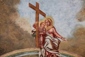 Loreto church fresco: Mary, Jesus and the cross, Prague, Czech Republic