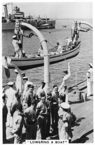 Lowering a boat, HMS Devonshire