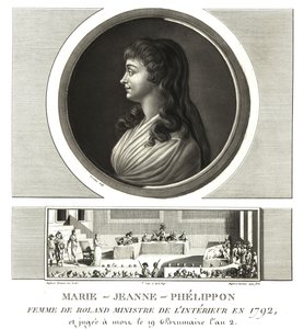 Madame Roland or Marie-Jeanne Phelippon (1754-1793), Girondist, together with her husband Jean-Marie Roland de la Platiere