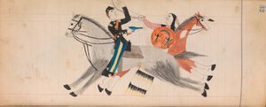 Maffet Ledger: Indian and soldier on horseback
