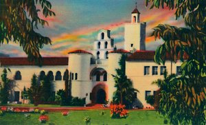 Main Entrance. Administration Building, State College. San Diego, California, c1941 by Unbekannt