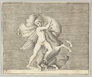 Man Grappling with Winged Horse by Unbekannt