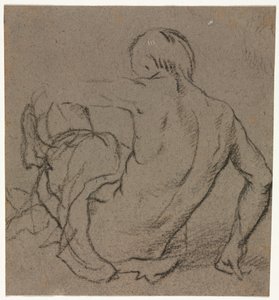 Man Seated on the Ground, Seen from Behind (recto), 1500s by Unbekannt